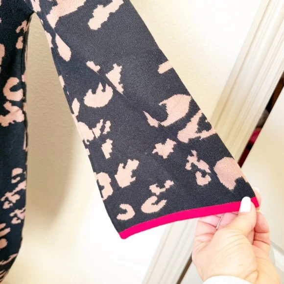 JODIFL Black Mock Neck Leopard Sweater Dress Size M - Picture 6 of 8